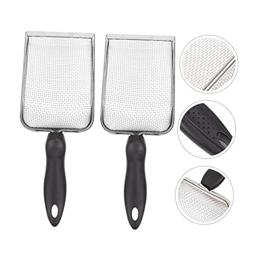 Abaodam 2PCS Stainless Steel Reptile Shovels Portable Substrate Scooper for Tortoises Lizards and Snakes Convenient Litter Cleaning Tools Fine Mesh Design