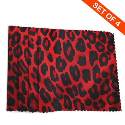 Placemats Set of 4 Heat Resistant Red Leopard Pattern Place mat for Dining Table Non-Slip Table Mats Desktop Protection Pad Washable Place Mats for Kitchen Dining Outdoor - color: Red Leopard Pattern