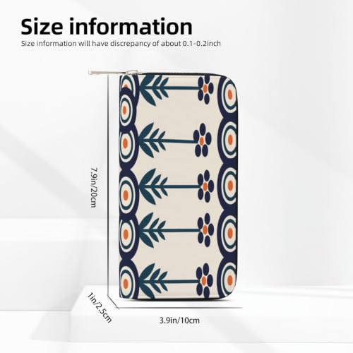 Polish Blue PU Leather Long Wallet for Women Men, Zipper Clutch Wallet RFID Card Holder Organizer - color: Polish Blue
