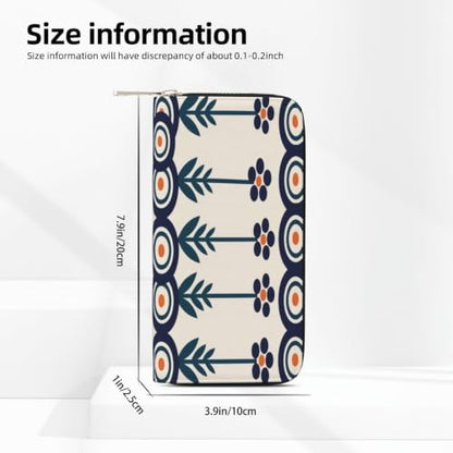 Polish Blue PU Leather Long Wallet for Women Men, Zipper Clutch Wallet RFID Card Holder Organizer - color: Polish Blue