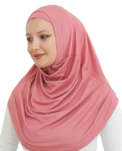 Prien Chic Ready To Wear Hijab For Women, Muslim Long Turban Undercap Set, Instant Scarf, Prayer Clothes For Girls, Abaya - color: Dusty Rose