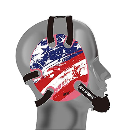 Wrestling Headgear with American Flag Decals(Adult) - color: Pink