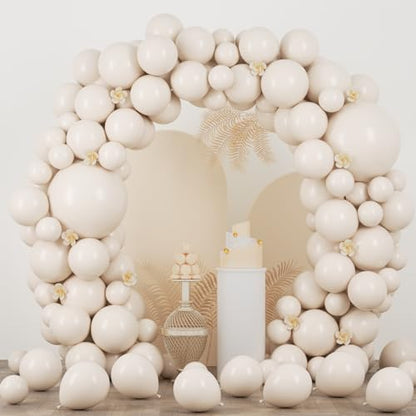 Voircoloria 90pcs White Sand Balloons Garland Arch Kit, 18 12 10 5 Inch - color: 01 Sand White, size: 5/10/12/18 inch - 90pcs