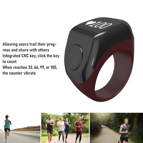 Finger Smart Tally Counter Ring, Muslim Digital Azan Alarm Clock, Vibration Reminder, Touch Control, 0.42in Screen, for Nice Islamic Gift - color: Coffee