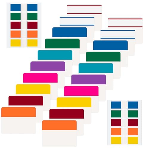 600 Pieces Tabs 2'' Sticky Tabs, Writable and Repositionable File Tabs Flags Colored Page Markers Labels for Reading Notes, Books and Classify Files, 22 Sets 10 Colors - size: 600-Pcs