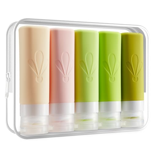 INSFIT Travel Bottles for Toiletries, TSA Approved 3oz Travel Size Toiletries, BPA Free Leak Proof Squeezable Silicone Tubes Travel Essentials for Shampoo Conditioner Lotion Soap - color: Green, size: 3 Ounces
