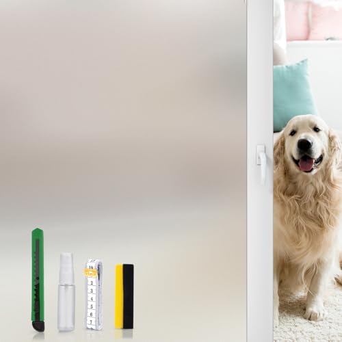 Frosted Window Film Privacy for Glass Windows, 35.4 X 98.4 Inch | Opaque Vinyl Sun Blocking Anti UV Static Cling No Glue Window Frosting Film for Home Office Bathroom Kitchen - color: Frosted, size: 35.4 Inch X 8.2 Feet