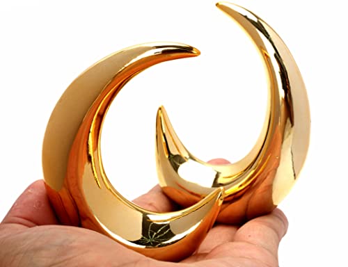2 Pieces Gold Small Animal Statue Moon Statue Decor Modern Style Ceramic Moon Figurines Statues for Home Decor Accents Living Room Office Table Bookshelf Desk Bedroom Decorative Objects - size: moon