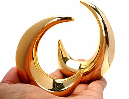 2 Pieces Gold Small Animal Statue Moon Statue Decor Modern Style Ceramic Moon Figurines Statues for Home Decor Accents Living Room Office Table Bookshelf Desk Bedroom Decorative Objects - size: moon