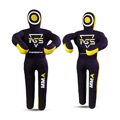 MMA Grappling Dummy Brazilian JIU Jitsu BJJ Punching Bag for Self Defense Wrestling Judo Karate Boxing Throwing Submission Standing Position - UNFILLED - color: Black Yellow, size: 6FT / 70"