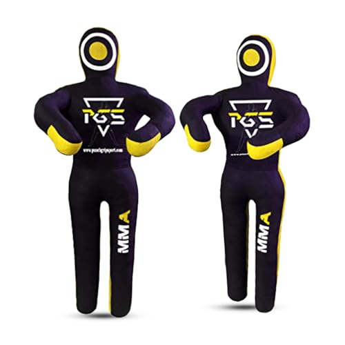 MMA Grappling Dummy Brazilian JIU Jitsu BJJ Punching Bag for Self Defense Wrestling Judo Karate Boxing Throwing Submission Standing Position - UNFILLED - color: Black Yellow, size: 6FT / 70"