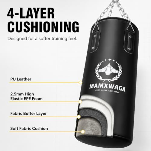 Kids Punching Bag Set Unfilled, Hanging Boxing Bag Kickboxing Bag with Boxing Gloves, Kids Boxing Set for 3-12 Years, for Youth Karate Muay Thai Kick Taekwondo Training
