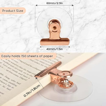 Self Adhesive Metal Clips, 12 Pcs Upgrade Strong Self-Adhesive Clips for Hanging and Organization, Spring Clip for Paper Poster Tapestry Photo Wall Teacher Student Home Kitchen Office Rose Gold - color: Rose