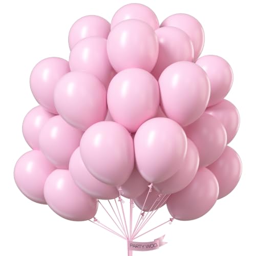 PartyWoo Baby Pink Balloons 101pcs Pastel Pale Light Pink Color 12 Inch - color: Pink-q05