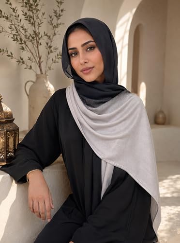Modal Feel Hijab Scarf for Women, Lightweight Ombre Dual Color - color: 5#blackgrey