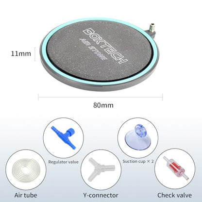 3.2" Aquarium Air Stone, Quiet Nano Bubbles Kit | Nano bubbles max oxygen, quiet for betta/shrimp. Durable ceramic+ABS, anti-clog. Full kit with valve. Fits 5-30gal - size: 3.2 inch