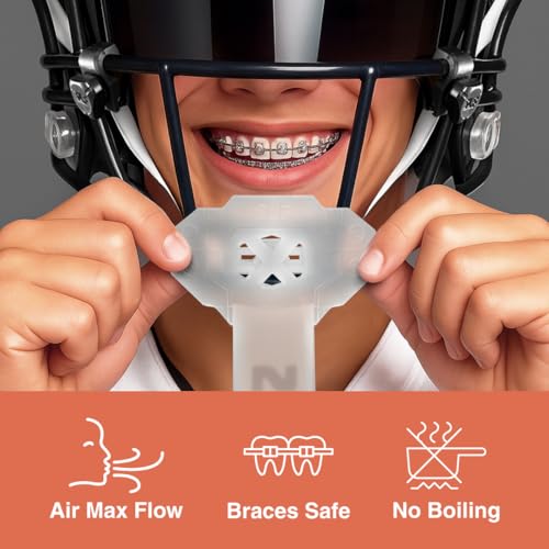 SLEEFS X Clear Football Mouth Guard - Lip/Mouthguard with Helmet Strap - Lip/Teeth Protector Mouthpiece - Moldable - for Youth/Adults, Men & Women Mouth Guard, Maximum Air Flow, Lacrosse, All Sports - color: Clear