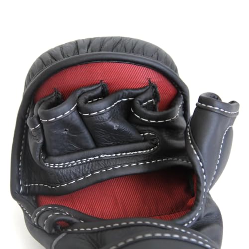 SMAI Leather Hybrid MMA Sparring Gloves: Premium Leather for Kickboxing, Cage Fight, Striking, Grappling, Martial Arts, and Heavy Bag Training. Open-Palm Design for Men and Women. - size: Medium
