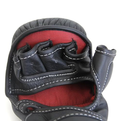 SMAI Leather Hybrid MMA Sparring Gloves: Premium Leather for Kickboxing, Cage Fight, Striking, Grappling, Martial Arts, and Heavy Bag Training. Open-Palm Design for Men and Women. - size: Medium