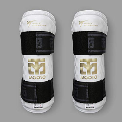 MOOTO Korea Taekwondo Extera S2 Forearm Protector Guard a Pair WT Logo Training Match Gym School Academy (Medium(Length 25cm or 0.82 ft))