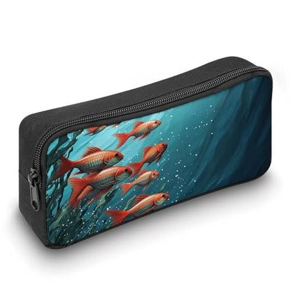 Large Capacity Pencil Case Fish Aquarium Pencil Pouch Aesthetic Makeup Bag for Women Portable Pencil Bag Organizer with Zipper Cute Pen Bag for Office Supplies