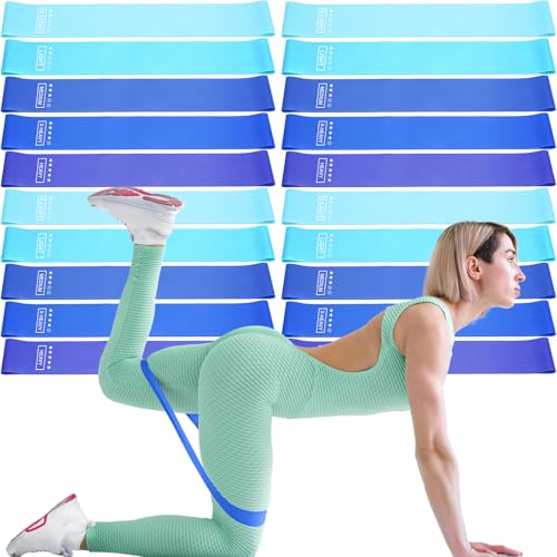 Deekin 20 Pcs Resistance Bands for Women Men 10-115 Lbs 5 Different Resistance Levels Loop Exercise Bands for Leg Working Gym - color: Blue
