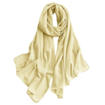 Harewom Chiffon Hijab for Women Sheer Shawl and Wraps for Wedding Bridal Scarves Summer Lightweight Sun-proof Scarf - color: Beige-yellow Chiffon Hijab Shawls Scarves