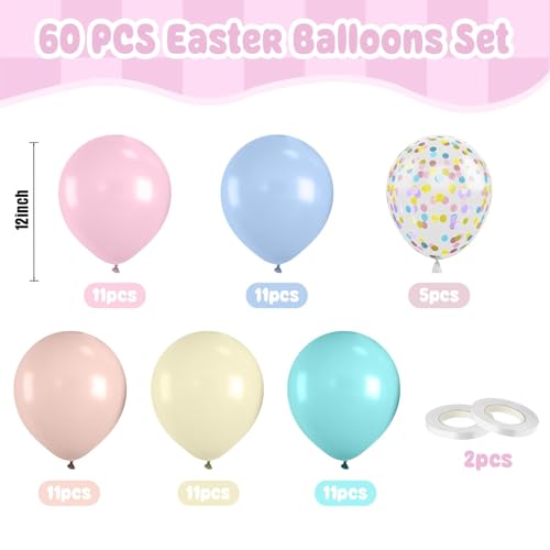 Paready Pastel Balloons, 60 Pcs Party Balloons for Easter Baby Shower - color: Pastel