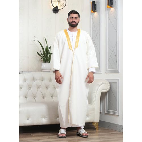 Men's Abaya (Bisht) Long Sleeves | Amazing Men's Islamic Arabian Cloak - color: Off-white