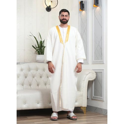 Men's Abaya (Bisht) Long Sleeves | Amazing Men's Islamic Arabian Cloak - color: Off-white