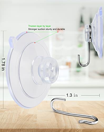 Suction Cup Hooks 30Pack Reusable Stainless Steel Hooks | 1.78 Inches Clear PVC Medium Suction Cup No Trace, & Removable, for Glass, Tile, Window, Kitchen, Bathroom - size: Iron hook A-30Pack