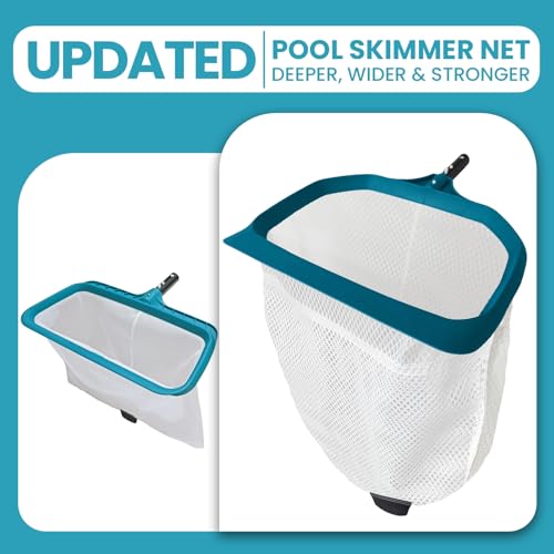 17.5" Ultra Fine Mesh Pool Net Skimmer, Deep Bag Leaf Rake (No Pole) | Extra Wide Scoop Edge, Plastic Reinforced frame, Double Layer Diamond Deep Net for Swimming Pool Cleaning Leaves, Debris - size: Diamond Pool Rake