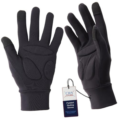 CRS Cross Padded Ice Skating Gloves. Warm Padded Protection for Figure Skating Testing, Practice, Dance Competitions, Roller Skaters and Cheerleading. - color: Black, size: Ladies Small/Medium