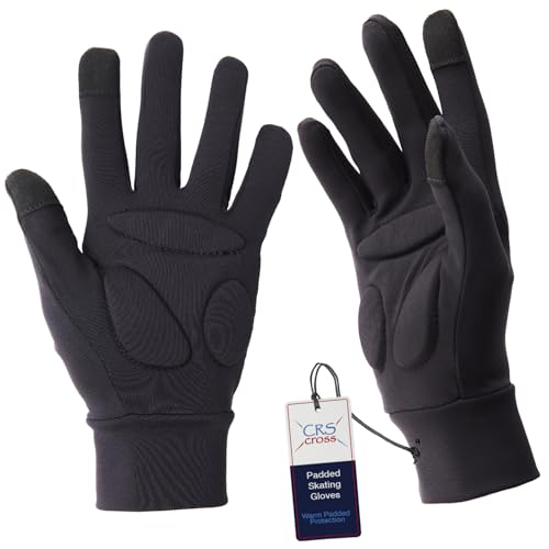 CRS Cross Padded Ice Skating Gloves. Warm Padded Protection for Figure Skating Testing, Practice, Dance Competitions, Roller Skaters and Cheerleading. - color: Black, size: Ladies Small/Medium