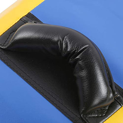 Taekwondo Block Target, Kickboxing Training Equipment, Curved Kick Pad with High - Density Sponge and PU Leather for Adults and Kids, Ergonomic Hand Guard for Martial - color: Blue and Yellow