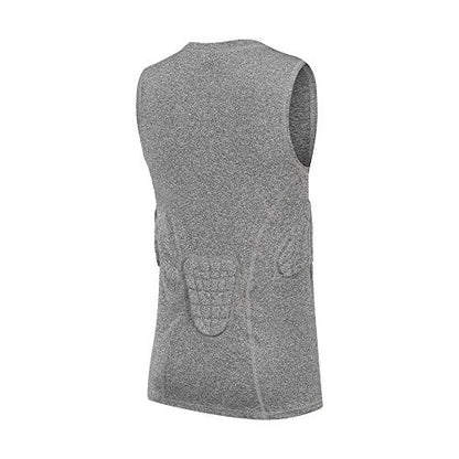 Youth Padded Compression Shirt Vest Rib Chest Protector Football Baseball - color: Padded Vest Gray, size: Medium