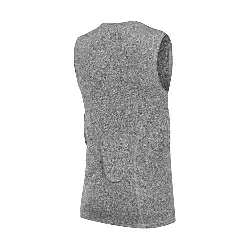 Youth Padded Compression Shirt Vest Rib Chest Protector Football Baseball - color: Padded Vest Gray, size: X-Large