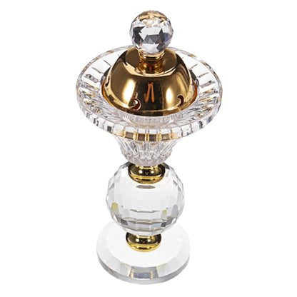 Luxury Crystal Incense Burner – Elegant Bakhoor & Frankincense Holder with Removable Gold Lid