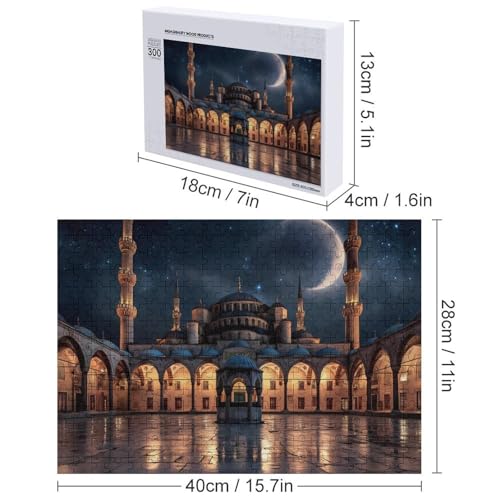 Blue Mosque Islamic Muslim Jigsaw Puzzles for Adults Wooden Puzzle for Home Party Decor 300 PCS - size: 300 PCS