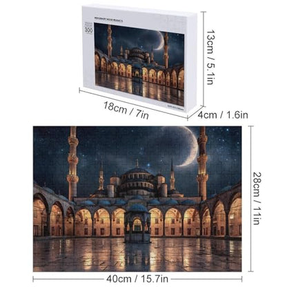 Blue Mosque Islamic Muslim Jigsaw Puzzles for Adults Wooden Puzzle for Home Party Decor 300 PCS - size: 300 PCS