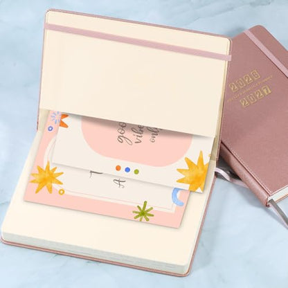 2026-2027 Planner - Academic Planner 2026-2027, 26-27 Planner Weekly and Monthly, 5.75" x 8.25", Jul. 2026 - Jun. 2027, Saffiano Leather with Thick Paper, Hardcover, Pen Holder, Back Pocket with Notes Pages - Rose Gold - color: Pink 2