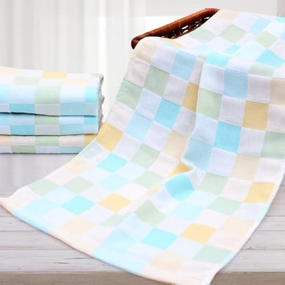 Face Cloths, Soft Wash Cloth for Washing Face, Lightweight Plaid Cotton Face Towels, Quick Dry Absorbent Facial Cleansing Cloths, for Bathroom Daily Skincare, Green Checkered Design(9.8 x 19.7 Inch) - color: Green