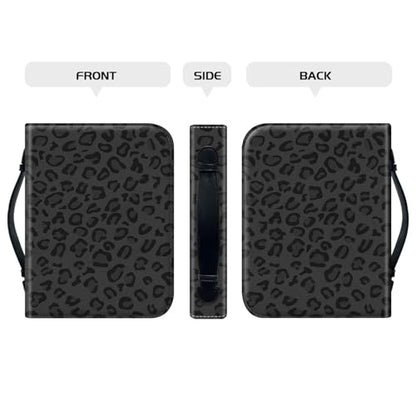 PU Leather Bible Cover with Handle & Pockets, Large Capacity Bible Case, Water-Resistant Scripture Organizer Bag with Bonus Card Holder, Christian Gift for Women & Men, Black Leopard Print - color: Black Leopard Print