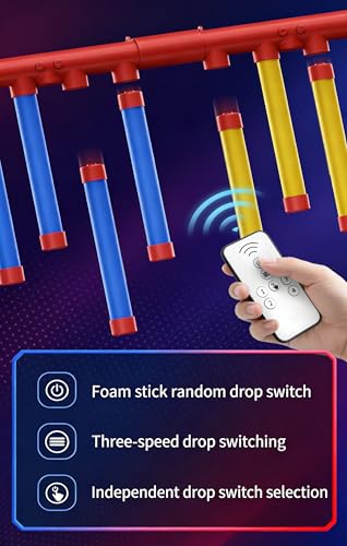 8 Sticks Reflex Challenge Practice, Falling Sticks Reaction Time Trainer Reflex Sticks Rebounce Game with Adjustable Speed Modes and Remote Contro