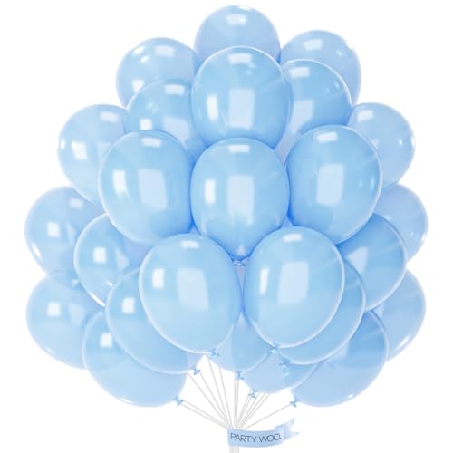 PartyWoo Pearl Light Blue Balloons 50 pcs 12 Inch Baby Pastel Blue Balloons for Graduation Baby Shower Gender Reveal Weddings Anniversary Under The Sea Theme Birthday Party Decorations Blue-Z02 - color: Blue-z02