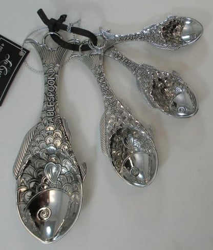 Ganz 4-Piece Set, Fish Measuring Spoon, One Size, silver