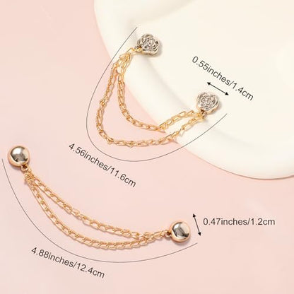 6 Pcs Magnetic Button Shirt Clip Magnetic Clothing Clip with Chain - style: Sphere + Rose