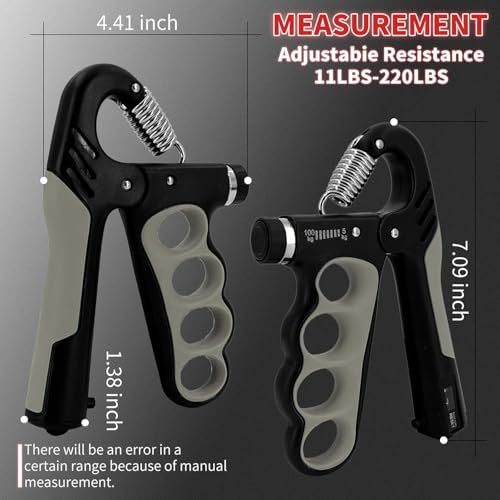 Grip Strength Trainer 1 Pack - Adjustable 11-220Lbs (5-100KG) with Auto Counter, Hand Grip Strengthener, Forearm Exerciser for Athletes, Musicians, Gym, Home