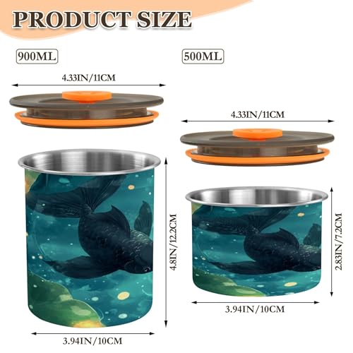 Kigai Fish Food Storage Container with Lids Airtight, Leak-Proof Stainless Steel Storage Canister for Coffee Sugar Tea, 900 ML/30.5 oz