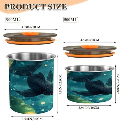 Kigai Fish Food Storage Container with Lids Airtight, Leak-Proof Stainless Steel Storage Canister for Coffee Sugar Tea, 900 ML/30.5 oz
